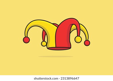 Jesters Hat with Balls vector illustration. Holiday object icon concept. Jester hat toy vector design.