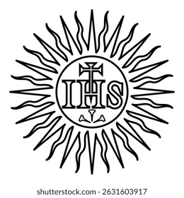 Jesuit symbol Christian concept sign contour outline line icon black color vector illustration image thin flat style simple