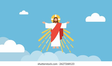 Dia da Ascensão de Jesus Design Plano Ilustração Vetorial