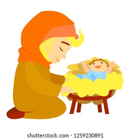 Jesus birth icon. Cartoon of Jesus birth vector icon for web design isolated on white background