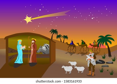 jesus birth, joseph and maria waiting for the magi