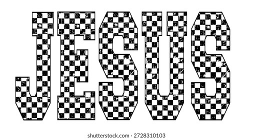 Jesús Blanco Y Negro A Cuadros Tipografía Angustiada