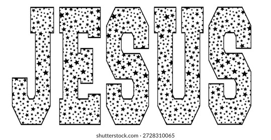 Jesus Black And White Star Pattern Typography