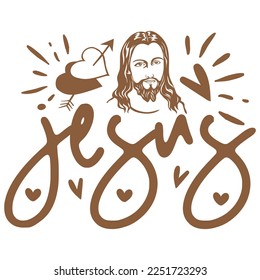 Jesus - Boho Style Religious Biblical Christian Jesus Quotes T-shirt And SVG Design. Motivational Inspirational SVG Quotes T shirt Design, Vector EPS Editable Files.