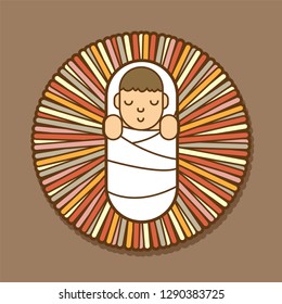 Jesus born in a manger cartoon graphic vector