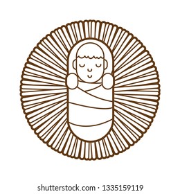 Jesus born in a manger cartoon graphic vector