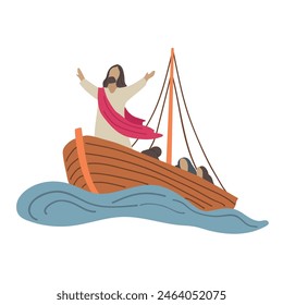 Jesus calm storm icon clipart avatar logotype isolated vector illustration