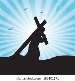 Jesus carries His cross. The road to Calvary. Crucifixion.