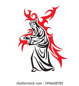 Jesus carrying cross silhouette vector 