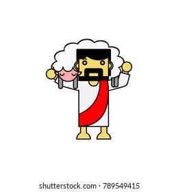 Jesus Carrying a Sheep on Shoulders.