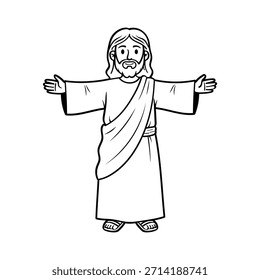 Jesus Cartoon Vektor, Niedliche Jesus Cartoon Illustration, Einfache Jesus Christus Vektorbild, Christentum, Religion, Ostern, Weihnachten, Karfreitag, Dekorative Element Vektor.