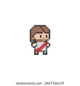 Jesus character, pixel art drawing