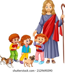 Jesus Children On White Background Illustration Stock Vector (Royalty ...