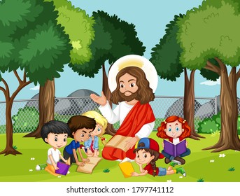 Jesus Children Park Illustration Stock Vector (Royalty Free) 1797741112 ...