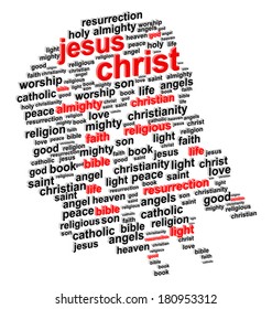 Jesus Christ Abstract Portrait 3D Word Cloud Concept Vector