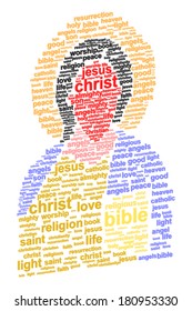 Jesus Christ Abstract Portrait 3D Word Cloud Concept Vector