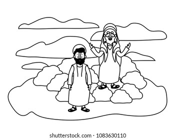 Jesus christ with apostle in the dessert characters