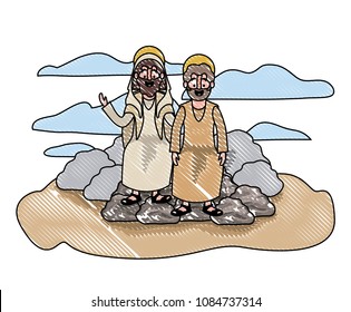 Jesus christ with apostle in the dessert characters