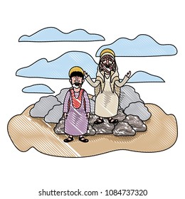Jesus christ with apostle in the dessert characters