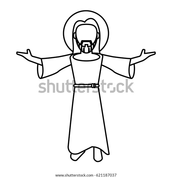 Jesus Christ Blessed Faith Outline Stock Vector (Royalty Free) 621187037