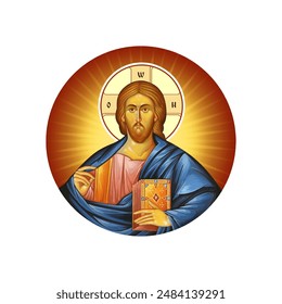 Jesus Christ in Byzantine style isolated