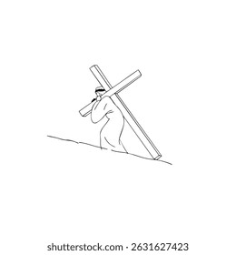 Jesus Cristo carregou a cruz sobre seus ombros para o Monte do Calvário