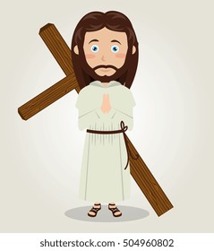 Jesus christ carrying cross in back design