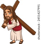 Jesus Christ carrying the cross vector illustration