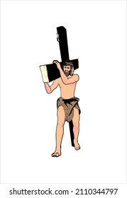 Jesucristo cargando la ilustración transversal del vector
