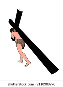Jesus Christ carrying the cross Vector illustration