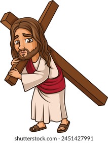 Jesus Christ carrying the cross vector illustration