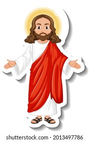 Jesus Christ cartoon character sticker on white background illustration