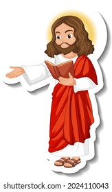 Jesus Christ cartoon character sticker on white background illustration