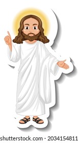 Jesus Christ cartoon character sticker on white background illustration