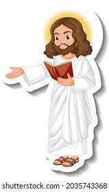 Jesus Christ cartoon character sticker on white background illustration