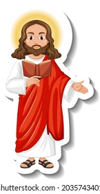 Jesus Christ cartoon character sticker on white background illustration