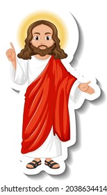 Jesus Christ cartoon character sticker on white background illustration