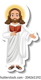 Jesus Christ cartoon character sticker on white background illustration
