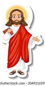 Jesus Christ cartoon character sticker on white background illustration