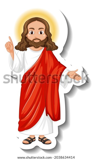 Jesus Christ Cartoon Character Sticker On Stock Vector (Royalty Free ...