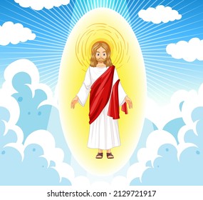 Jesus Christ in cartoon style illustration