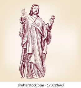 Jesus Christ Christianity hand drawn vector llustration