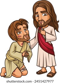 Jesus Christ cleansing a leper vector illustration