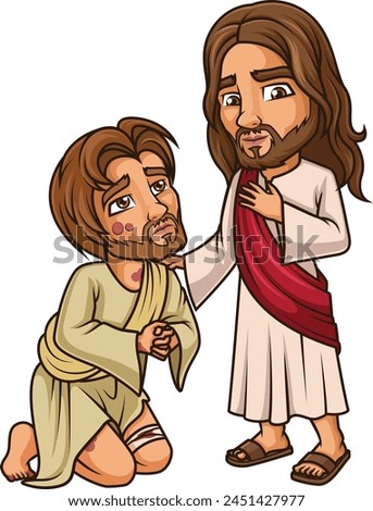 Jesus Christ cleansing a leper vector illustration