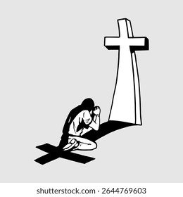 Jesus Christ Cross Symbol Black and white vector design