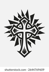 Jesus Christ Cross Symbol Black and white vector design