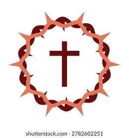 Jesus christ crown of thorns with cross inside icon
