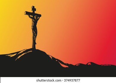 Jesus Christ Crucifiction hand drawn vector llustration sketch 