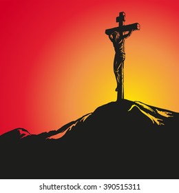 Jesus Christ Crucifiction hand drawn vector llustration 