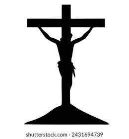 Jesus Christ Crucifiction Silhouette. Vector illustration.